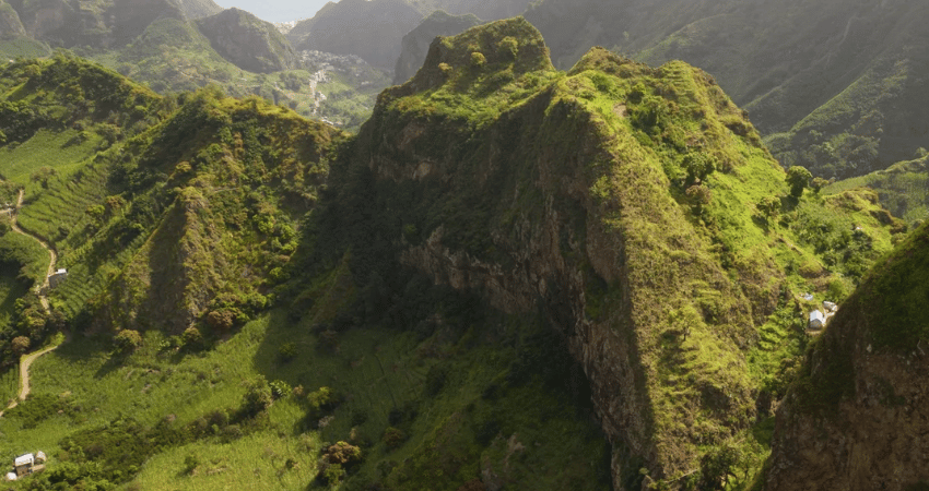 santo antao - mountain range from the air
