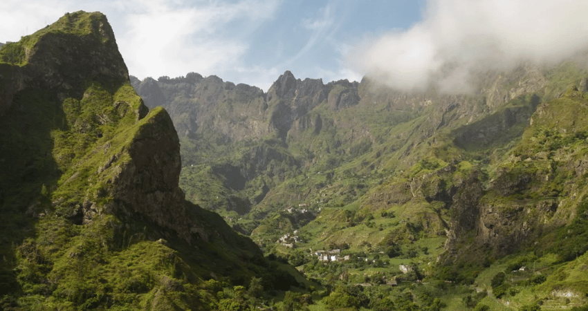 santo antao - mountain range from the sky